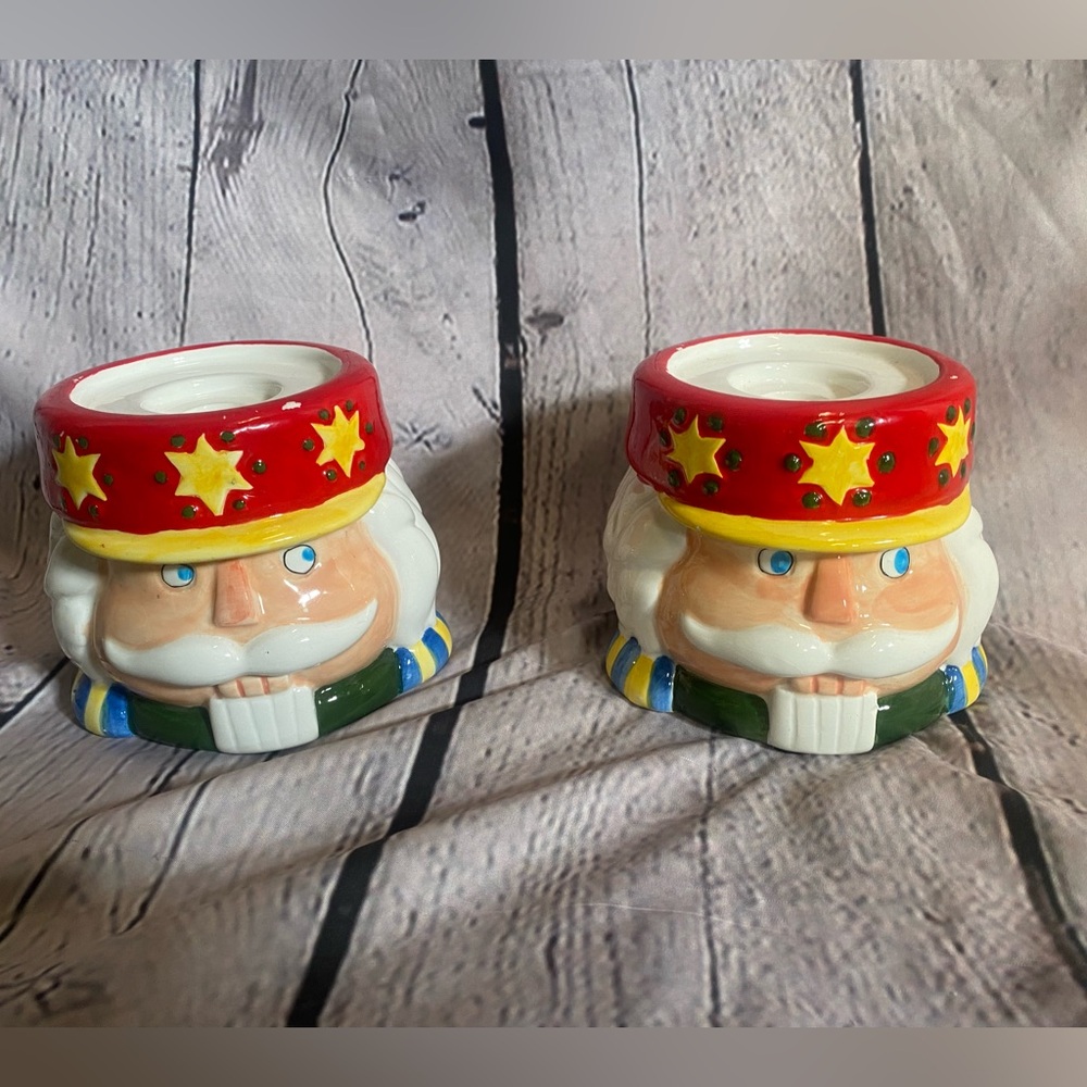 Accent On Home 3D Nutcracker Christmas Taper Candle Holders Holiday Decorations